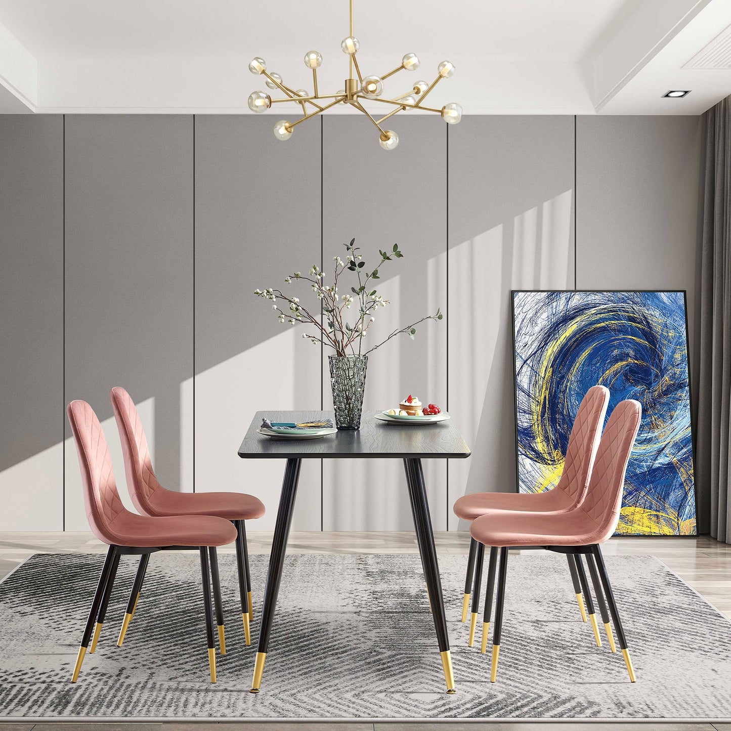 Modern Dining Chairs with Golden Color Metal Legs