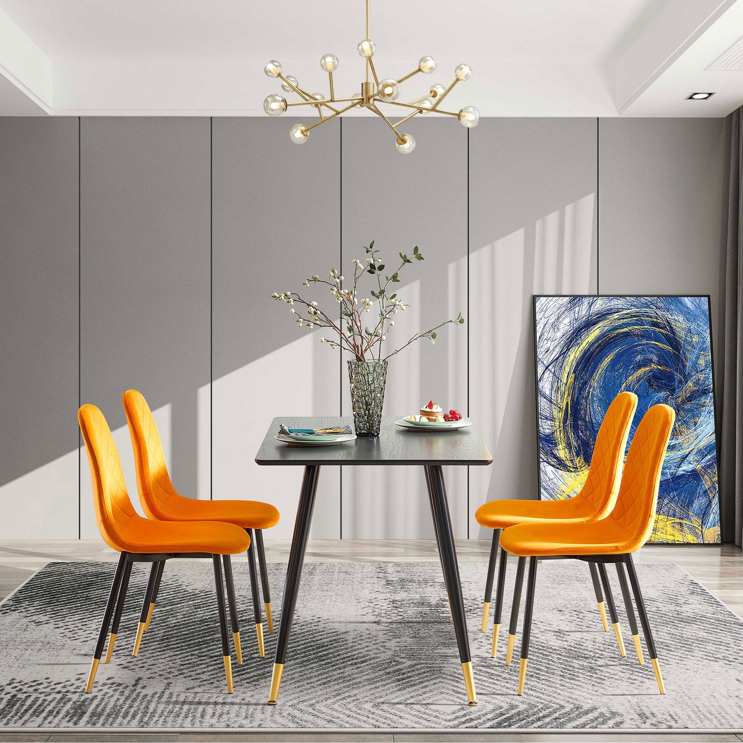 Modern Dining Chairs with Golden Color Metal Legs