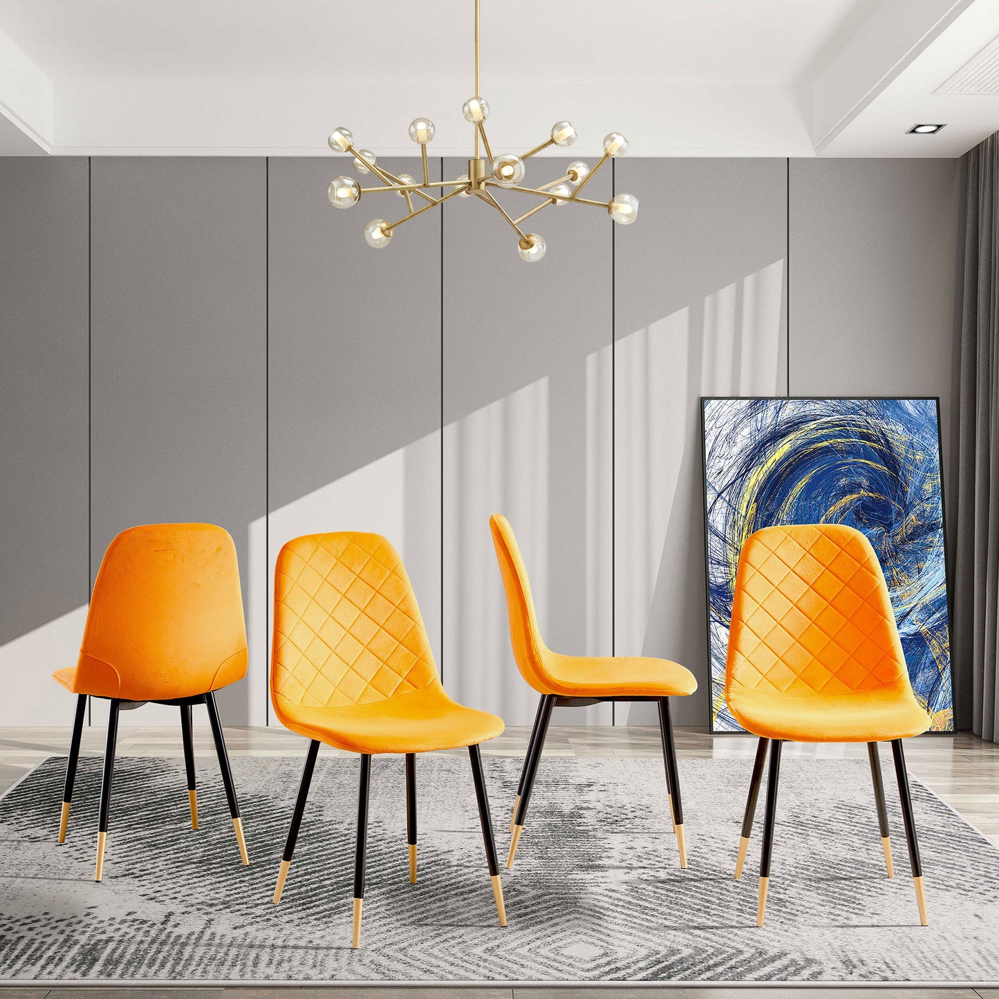 Modern Dining Chairs with Golden Color Metal Legs