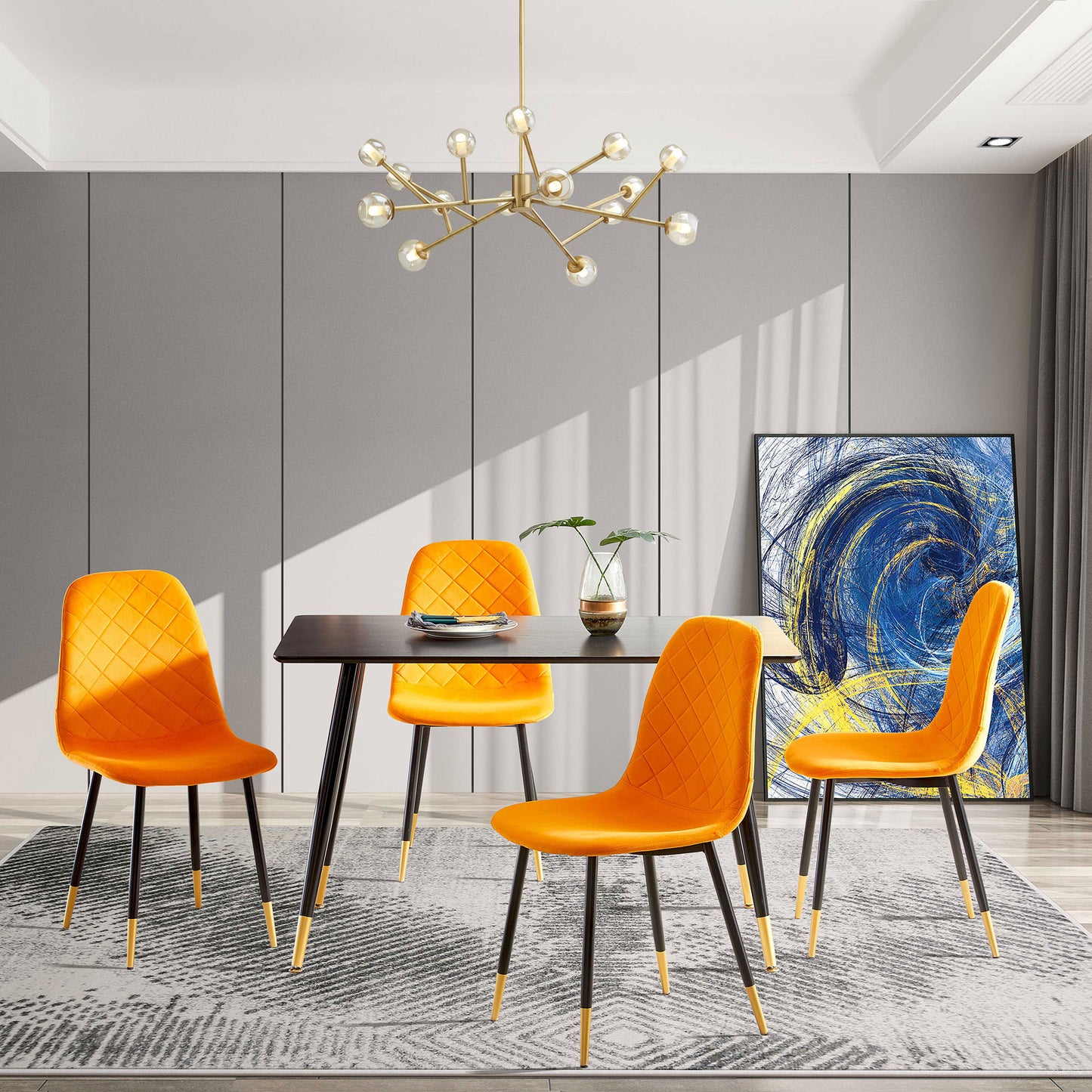 Modern Dining Chairs with Golden Color Metal Legs