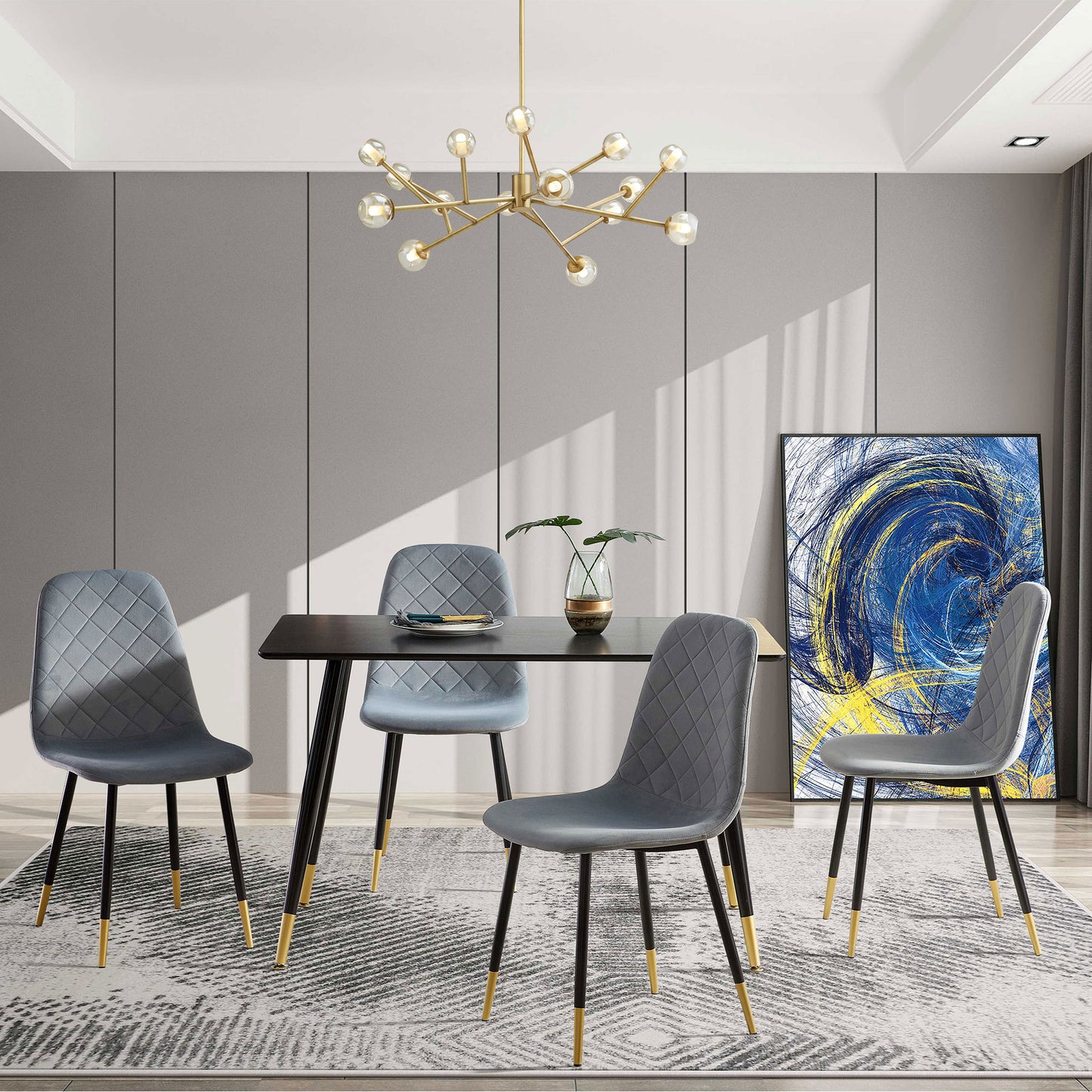 Modern Dining Chairs with Golden Color Metal Legs