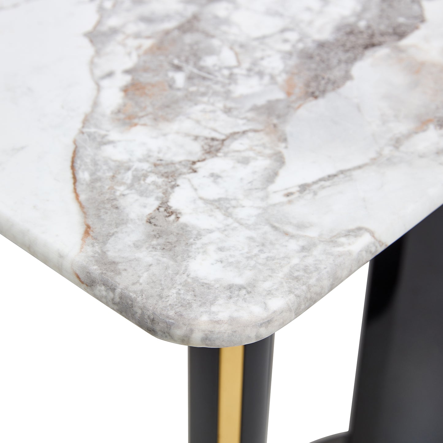 Dining Table with White Imitation Marble Tabletop and MDF Table Legs