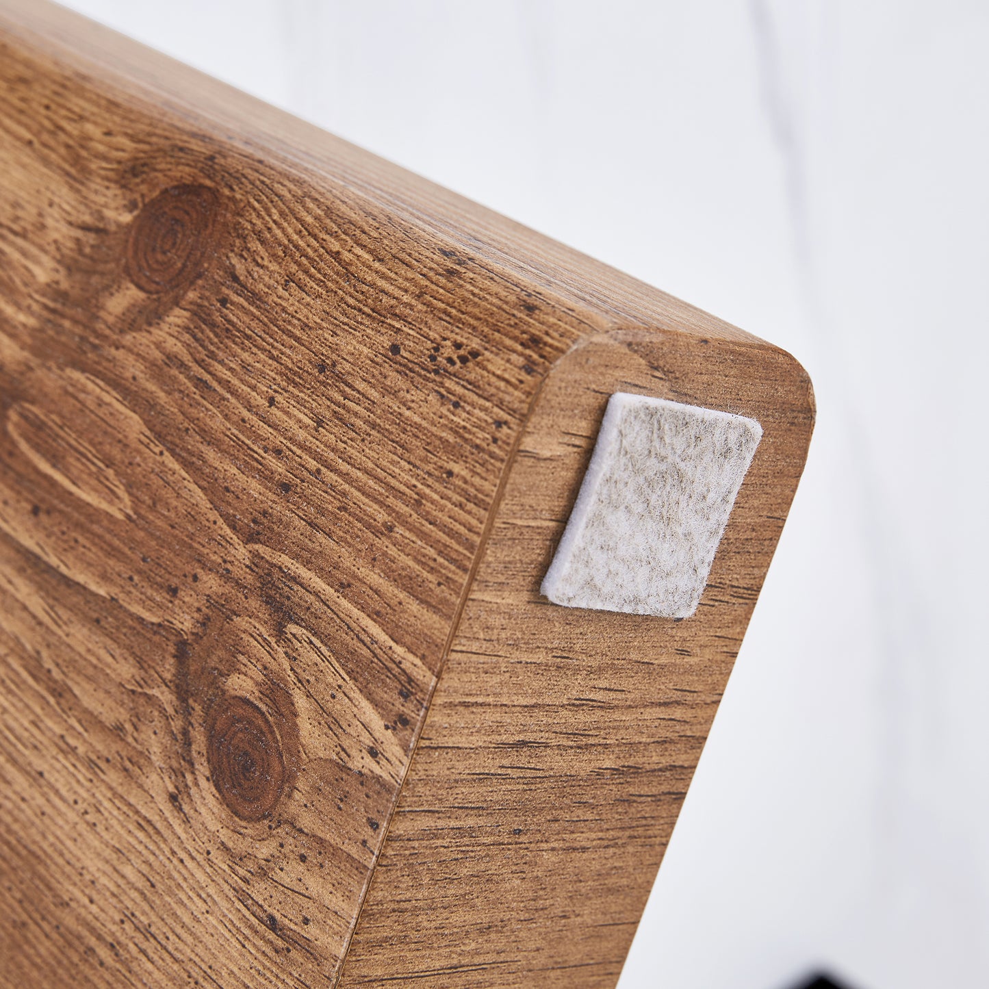 Modern Coffee Table with White Faux Marble Tabletop and Wooden Toned Legs